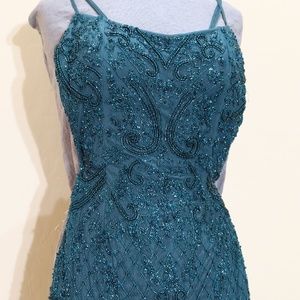 ALYCE square neck strappy back short dress in hunter green size 10